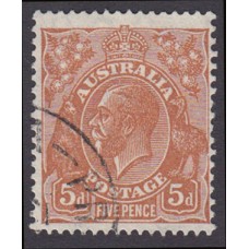 Australian  King George V  5d Brown   Wmk  C of A  Plate Variety 3L50..